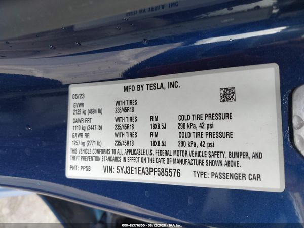 2023 TESLA MODEL 3 REAR-WHEEL DRIVE