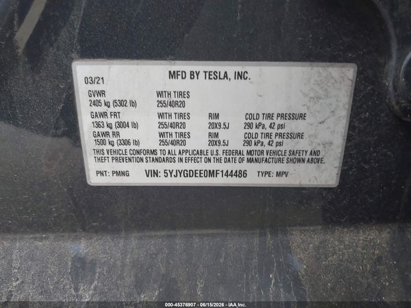 2021 TESLA MODEL Y