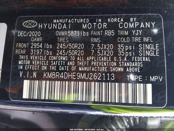 2021 HYUNDAI PALISADE SEL