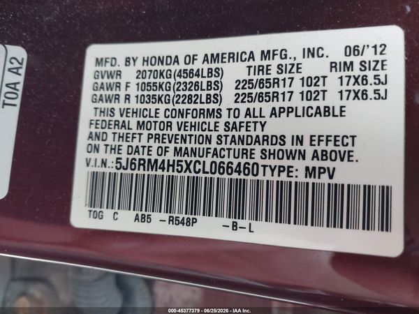 2012 HONDA CR-V EX