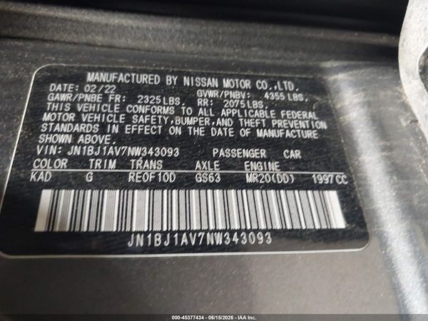 2022 NISSAN ROGUE SPORT S FWD XTRONIC CVT