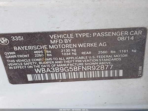 2015 BMW 335I XDRIVE