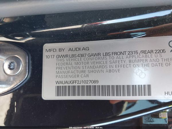 2018 AUDI A3 2.0T PREMIUM