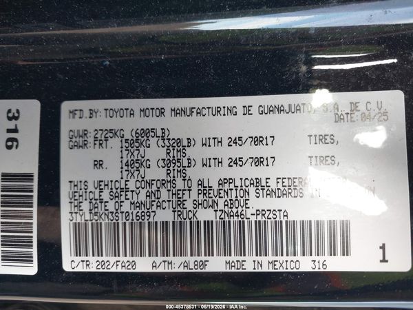 2025 TOYOTA TACOMA SR