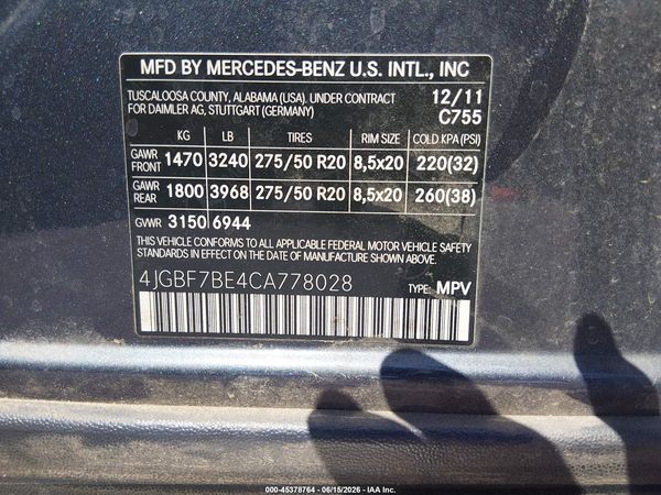 2012 MERCEDES-BENZ GL 450 4MATIC