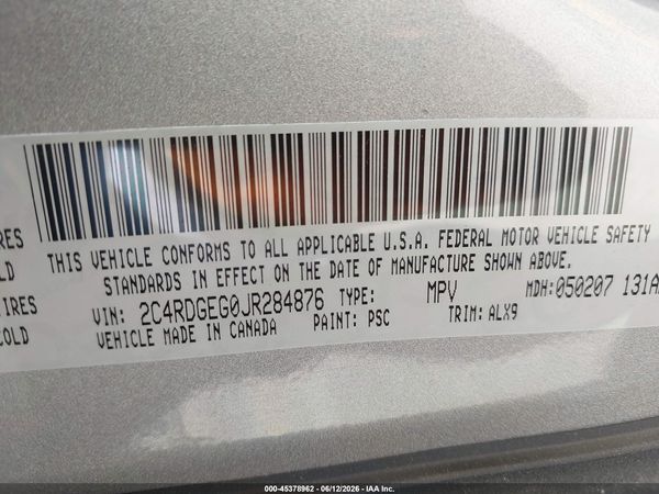 2018 DODGE GRAND CARAVAN GT