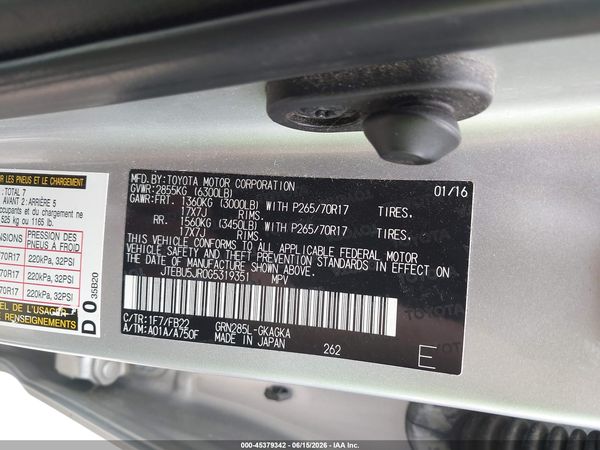 2016 TOYOTA 4RUNNER SR5
