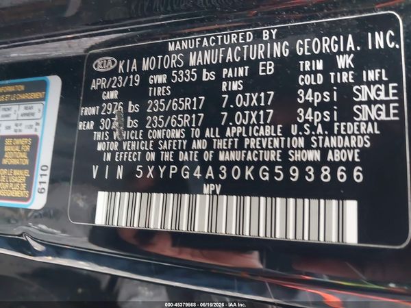 2019 KIA SORENTO 2.4L L