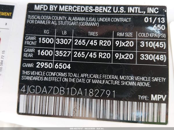 2013 MERCEDES-BENZ ML 550 4MATIC