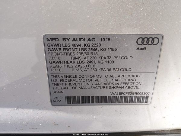 2016 AUDI Q3 2.0T PREMIUM PLUS