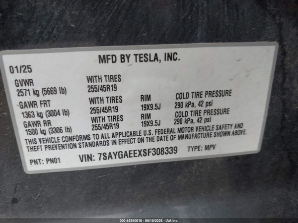 2025 TESLA MODEL Y