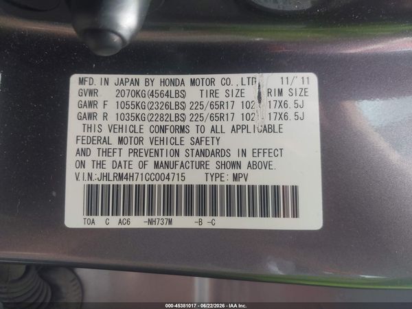 2012 HONDA CR-V EX-L