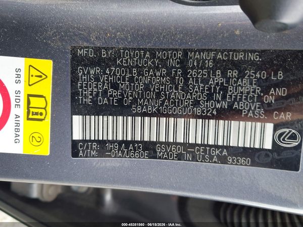 2016 LEXUS ES 350