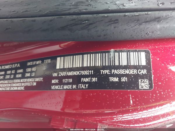 2019 ALFA ROMEO GIULIA TI LUSSO RWD