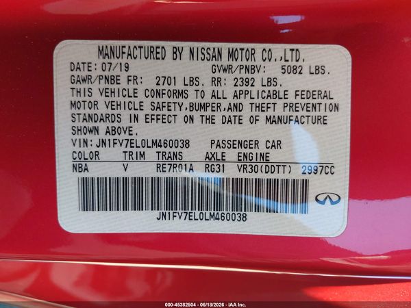 2020 INFINITI Q60 RED SPORT 400 AWD