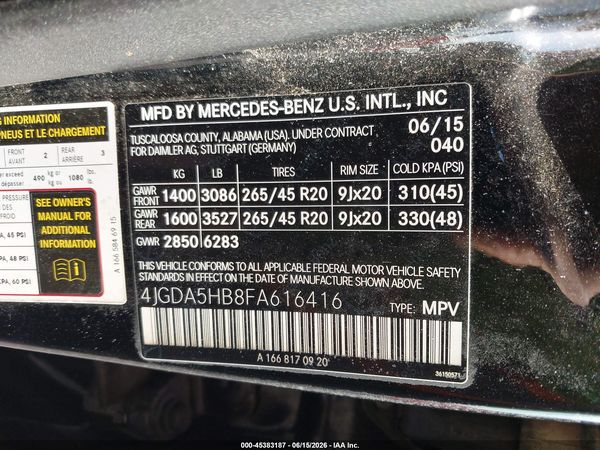 2015 MERCEDES-BENZ ML 350 4MATIC