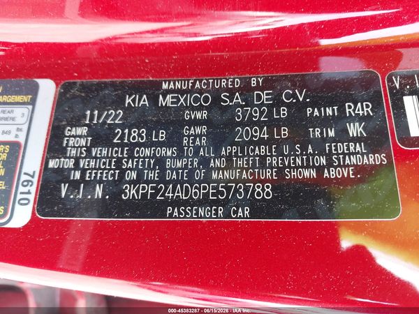 2023 KIA FORTE LXS