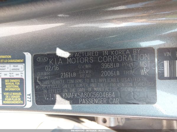 2016 KIA FORTE LX