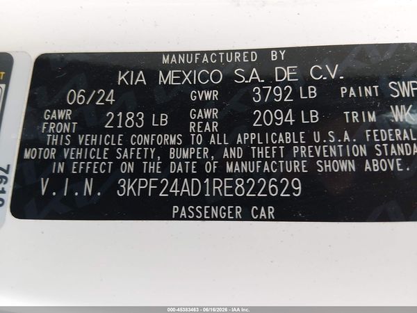 2024 KIA FORTE LXS