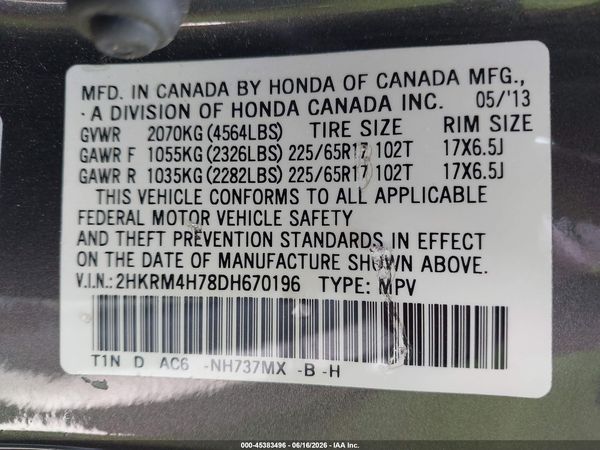 2013 HONDA CR-V EX-L