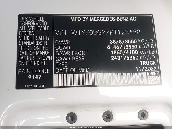 2023 MERCEDES-BENZ SPRINTER 1500 STANDARD ROOF 4-CYL GAS