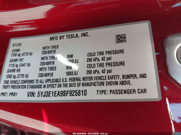 2025 TESLA MODEL 3 PREMIUM REAR-WHEEL DRIVE