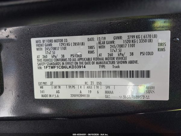 2020 FORD F-150 XL