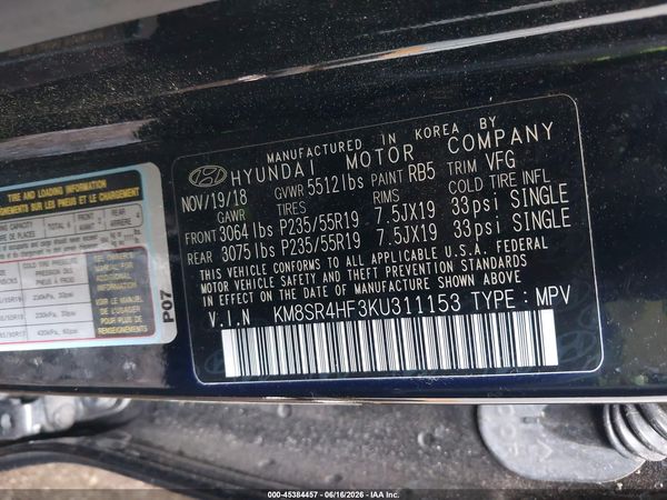 2019 HYUNDAI SANTA FE XL LIMITED ULTIMATE