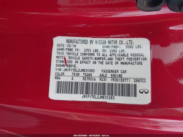 2018 INFINITI Q60 3.0T RED SPORT 400