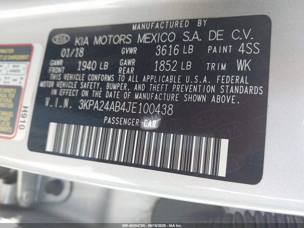 2018 KIA RIO S