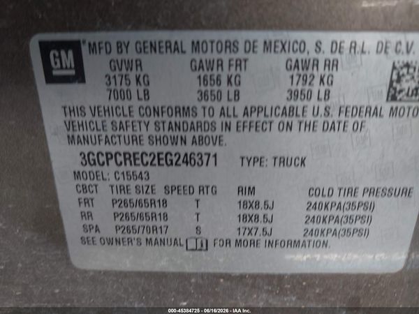 2014 CHEVROLET SILVERADO 1500 LT — I9