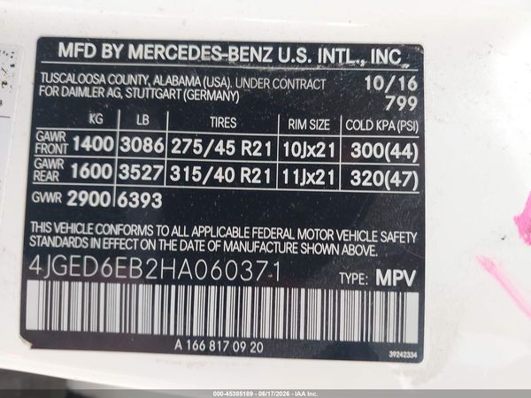 2017 MERCEDES-BENZ AMG GLE 43 COUPE 4MATIC