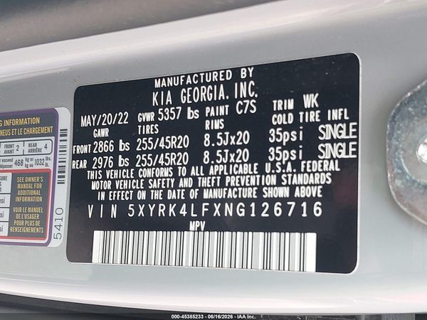2022 KIA SORENTO SX