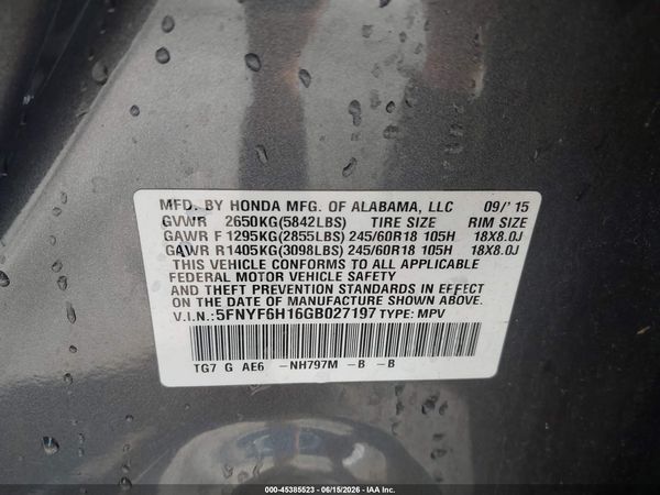 2016 HONDA PILOT LX