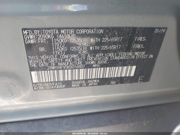 2019 TOYOTA RAV4 XLE — I9