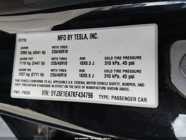 2019 TESLA MODEL 3