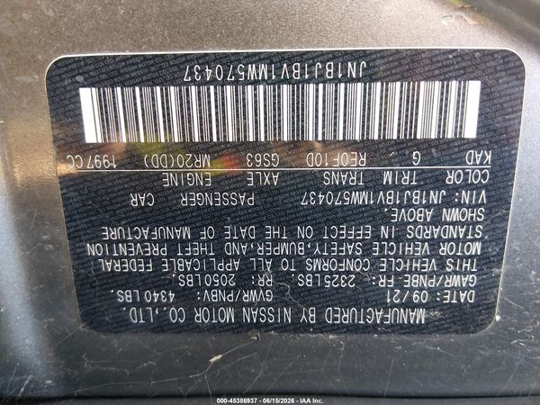 2021 NISSAN ROGUE SPORT SV FWD XTRONIC CVT