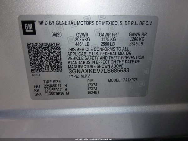 2020 CHEVROLET EQUINOX FWD LT 1.5L TURBO — I9