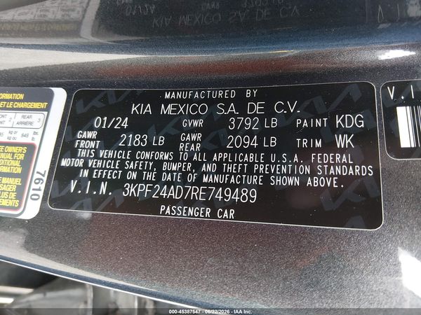 2024 KIA FORTE LXS