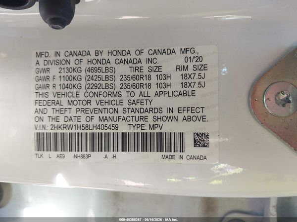 2020 HONDA CR-V 2WD EX