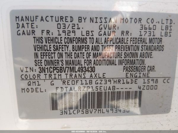 2021 NISSAN KICKS S XTRONIC CVT