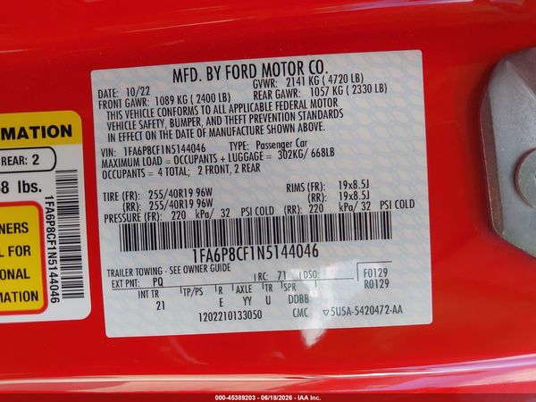 2022 FORD MUSTANG GT FASTBACK