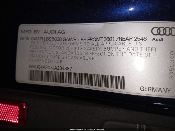 2018 AUDI S4 3.0T PREMIUM PLUS