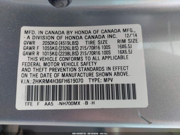2015 HONDA CR-V LX
