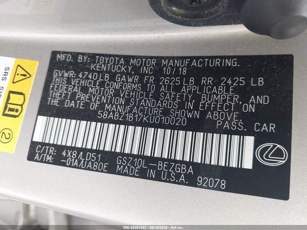 2019 LEXUS ES 350