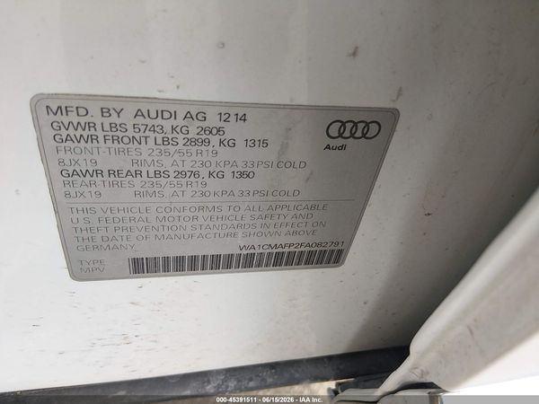 2015 AUDI Q5 3.0 TDI PREMIUM PLUS