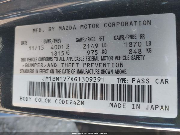 2016 MAZDA MAZDA3 I TOURING