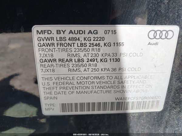 2016 AUDI Q3 2.0T PREMIUM PLUS