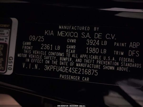 2025 KIA K4 EX