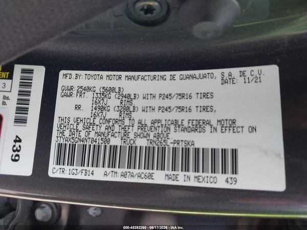 2022 TOYOTA TACOMA SR